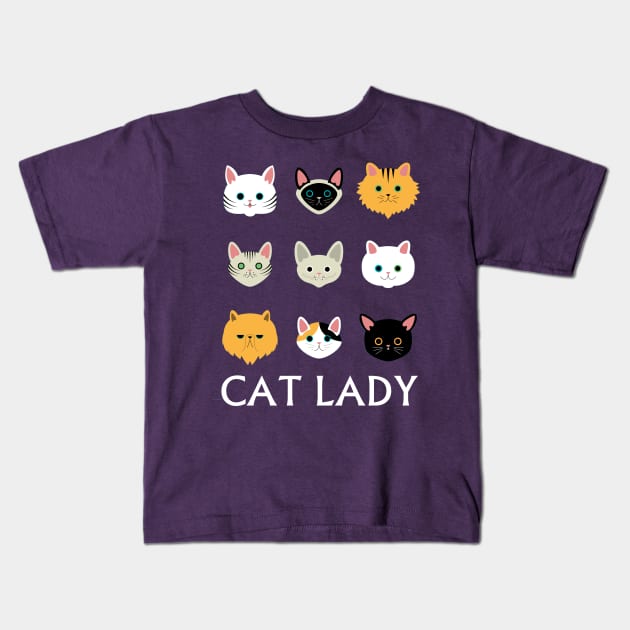 Cat Lady - Cat Faces Cute Girls Womens Shirt Kids T-Shirt by MADesigns